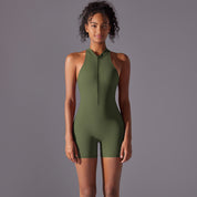 Size S Olive Green High-Impact Seamless Bodysuit - Nude Feel Yoga & Fitness Romper