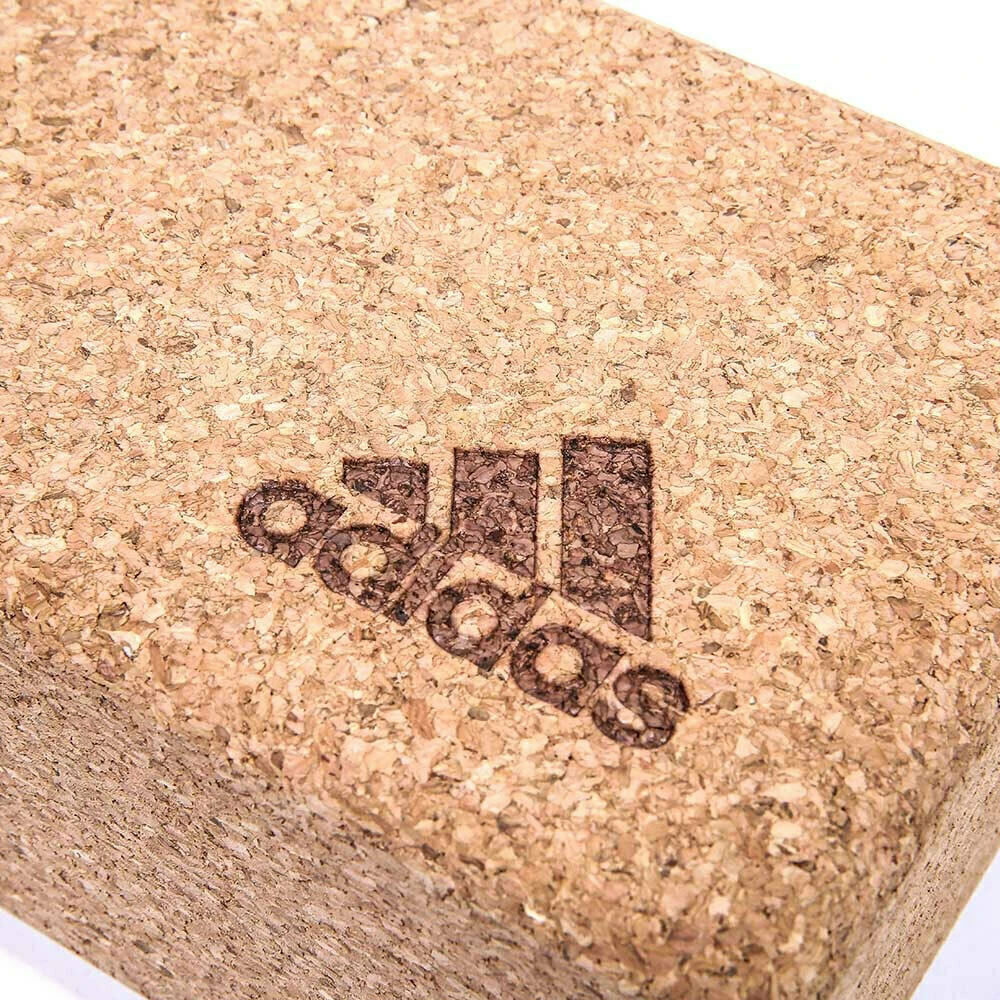 Adidas Cork Yoga Block for Home Gym Fitness and Pilates, Brown Exercise Tool