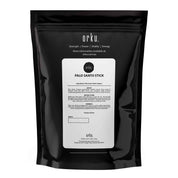 Black packaging pouch with white label for Palo Santo Smudge Sticks by Orku