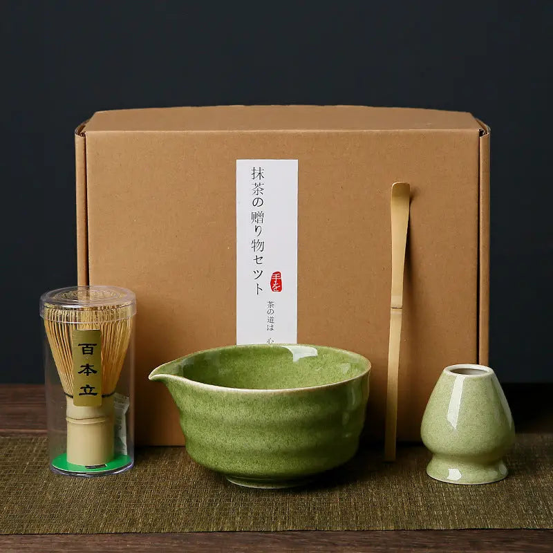 Matcha Whisk Complete Matcha Tea Ceremony Set - 4-Piece Japanese Traditional Whisk, Bowl, Whisk Holder & Scoop for Authentic Preparation at Home
