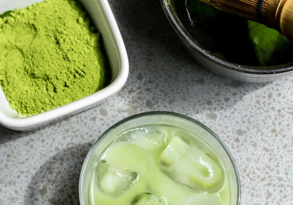 green powder in white bowl