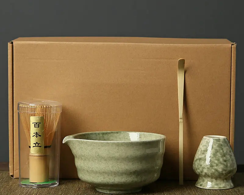 Matcha whisk green Complete Matcha Tea Ceremony Set - 4-Piece Japanese Traditional Whisk, Bowl, Whisk Holder & Scoop for Authentic Preparation at Home