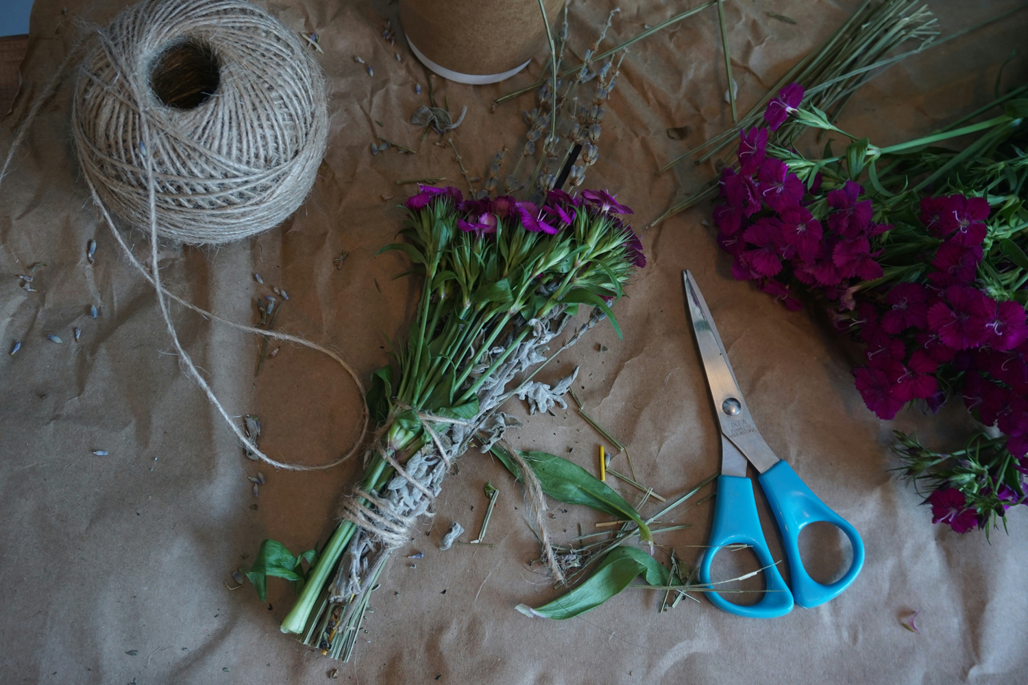 homemade smudging stick with flowers