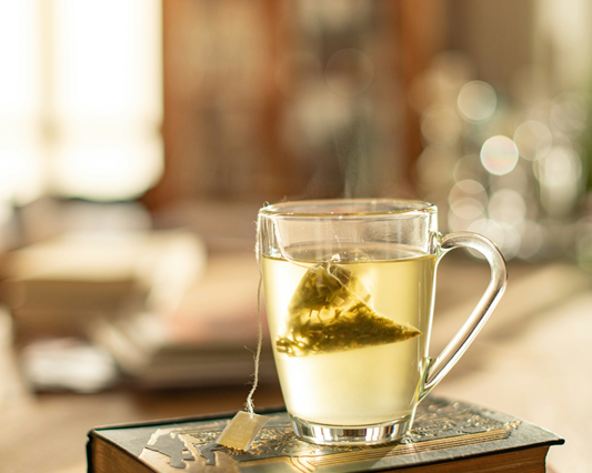 glass mug of herbal tea