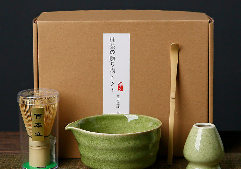 Matcha Whisk Complete Matcha Tea Ceremony Set - 4-Piece Japanese Traditional Whisk, Bowl, Whisk Holder & Scoop for Authentic Preparation at Home