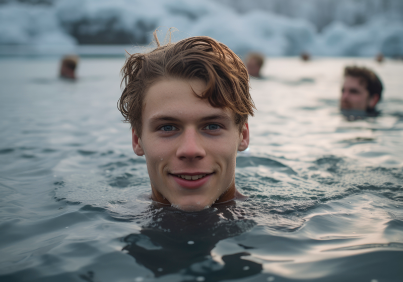 man doing cold water immersion therapy