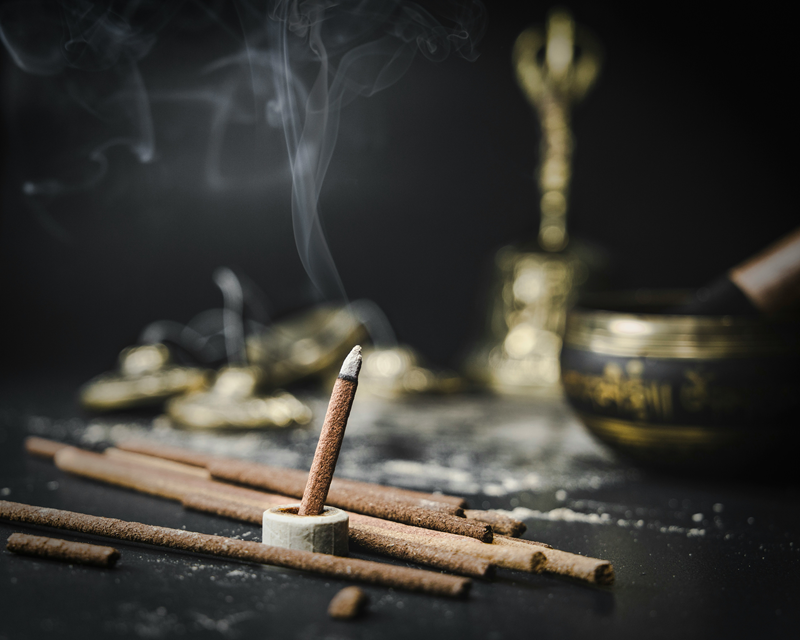 thick incense stick burning