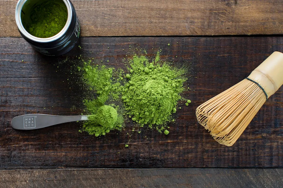 green powder and spoon on board