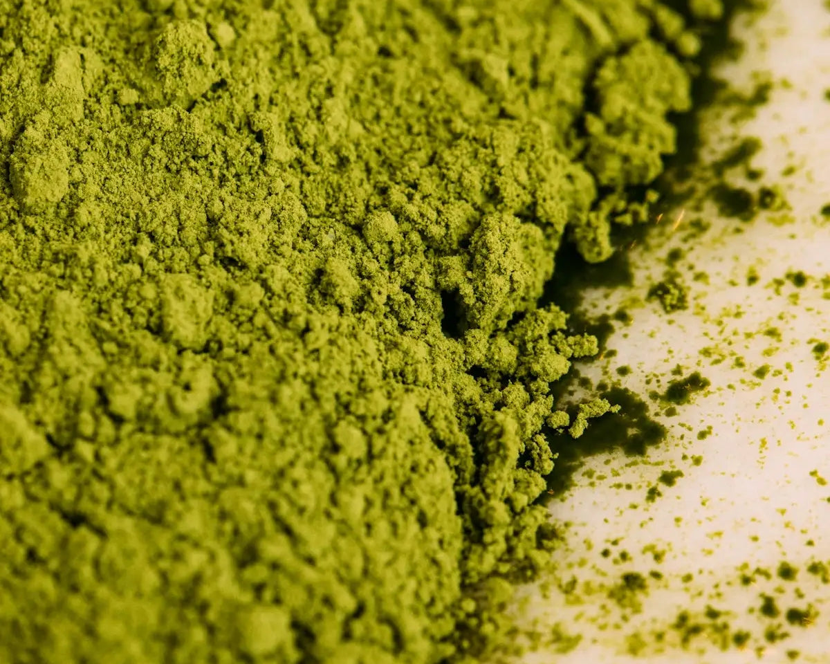 green powder on white surface