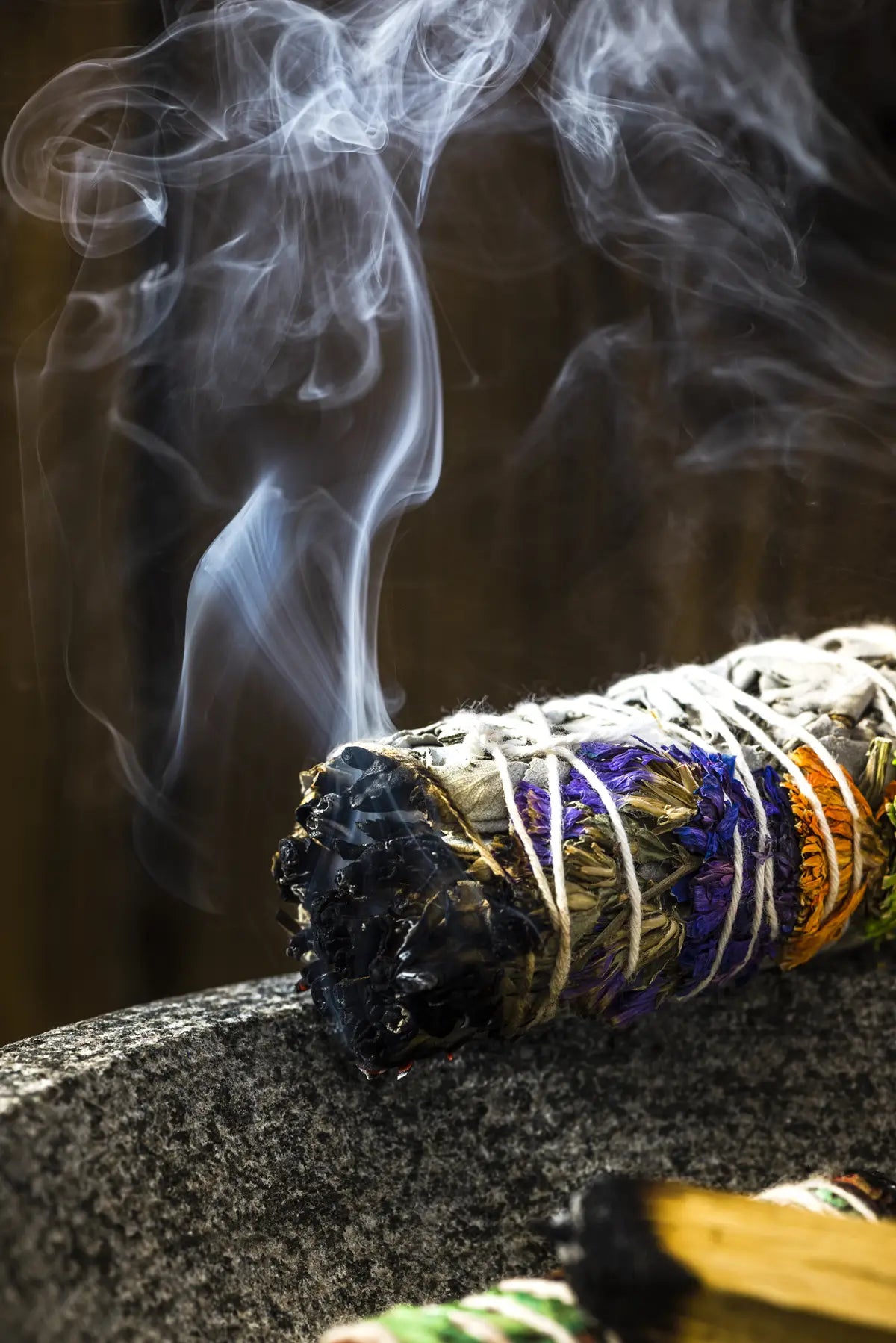 sage smudge stick burning