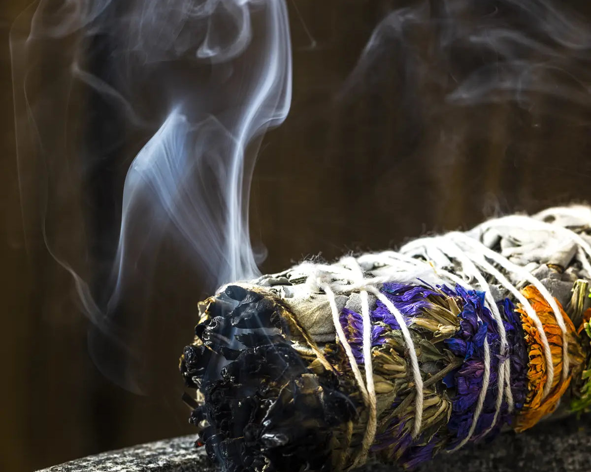 sage smudge stick burning