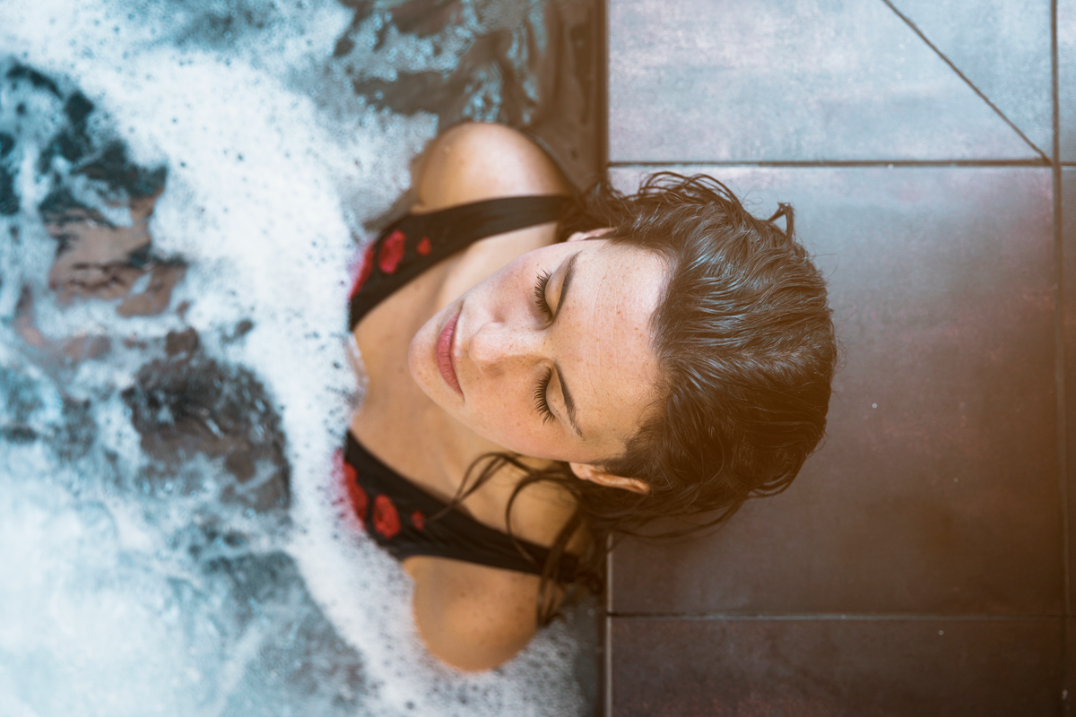 woman in cold water plunge