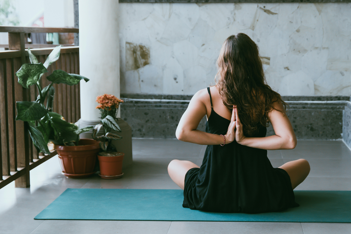 woman doing stress management yoga