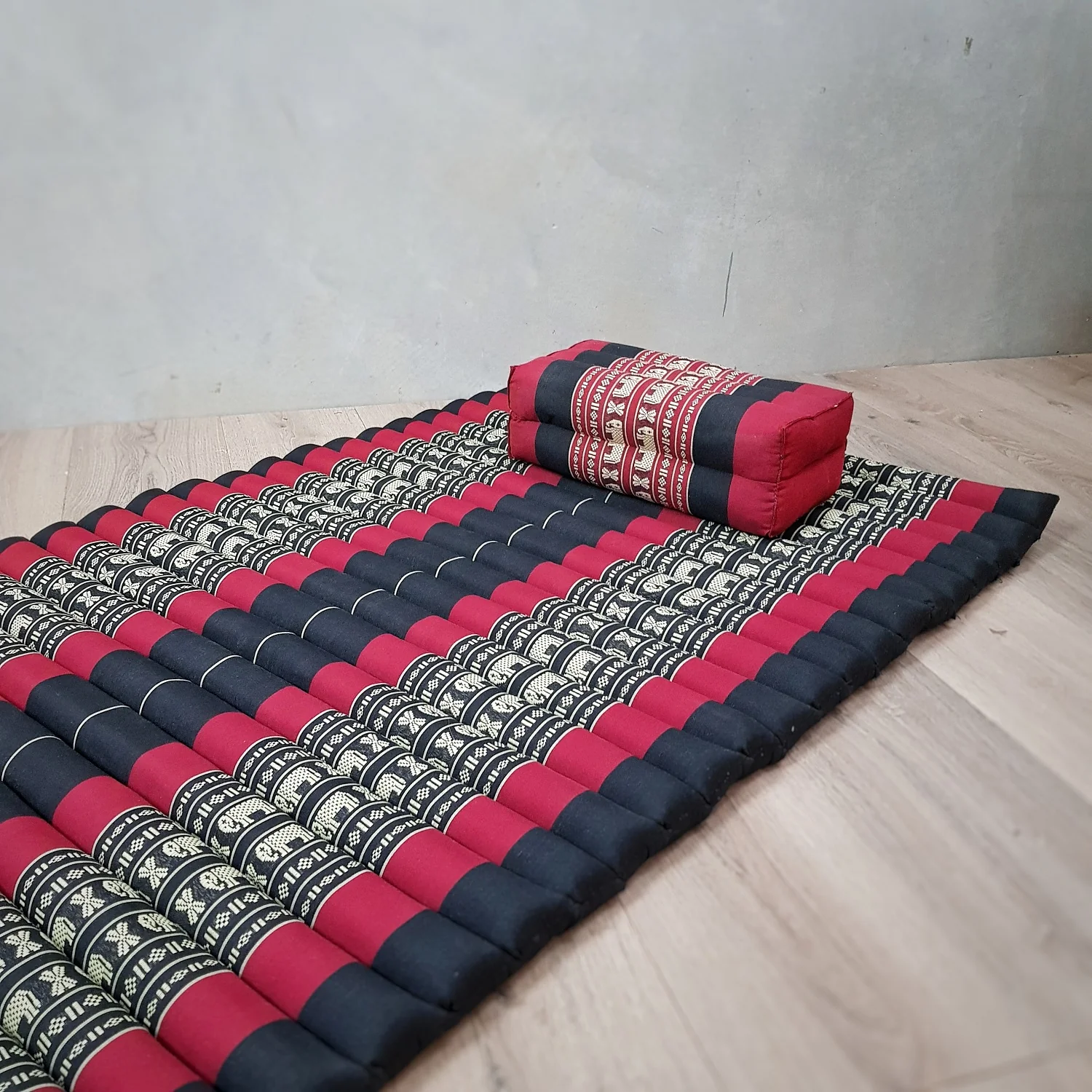 black and red meditation mat