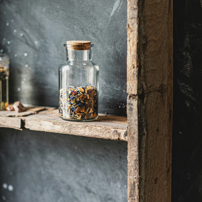 jar of loose leaf herbal tea