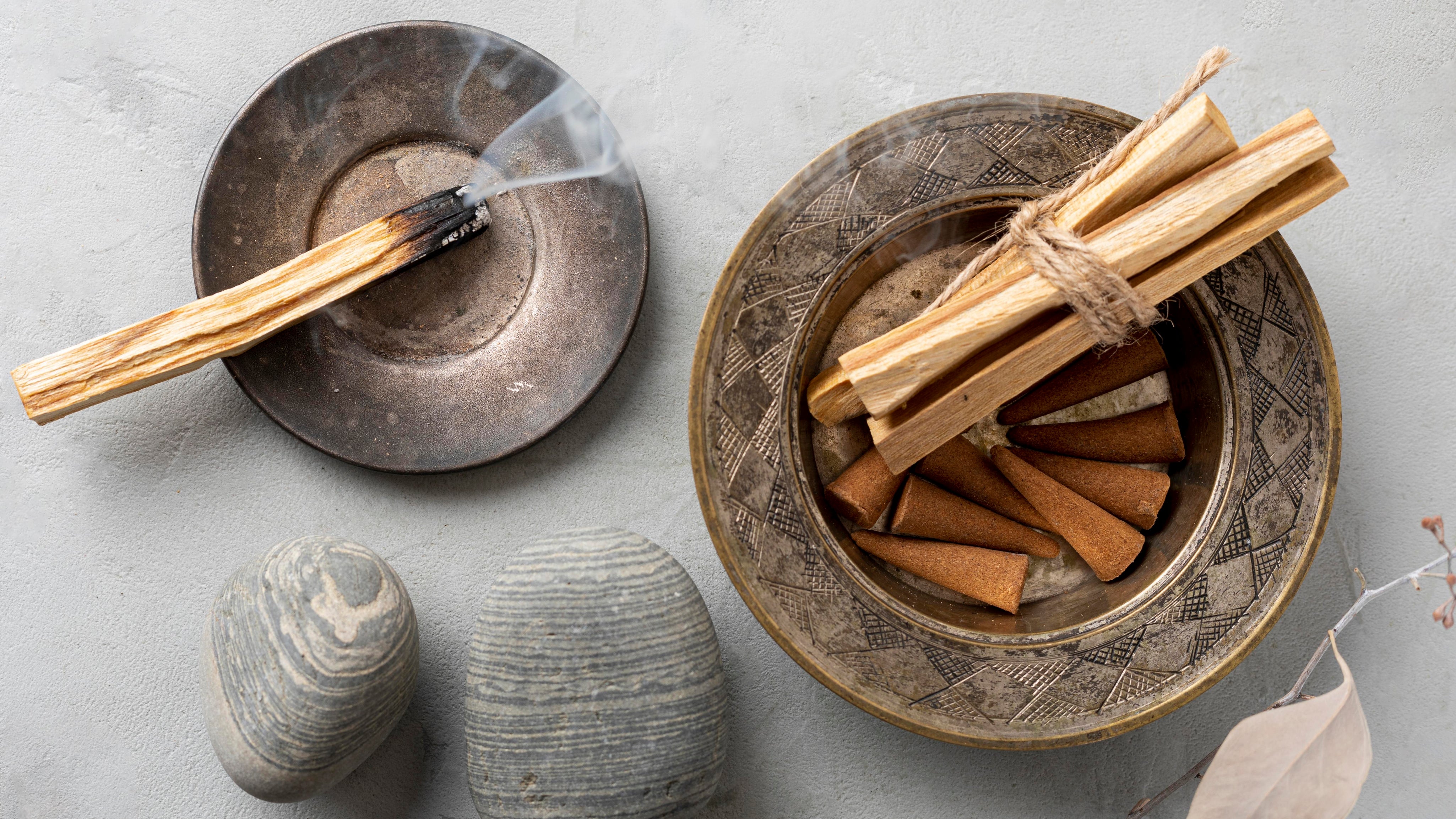 palo santo sticks and incense cones