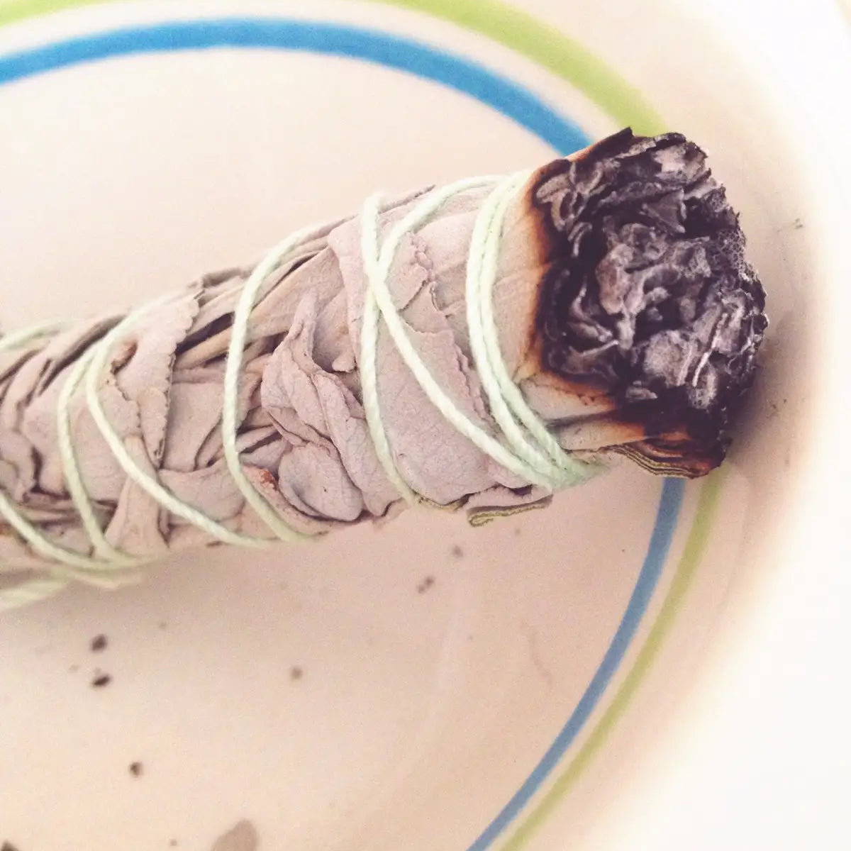 smudge stick in smudge bowl