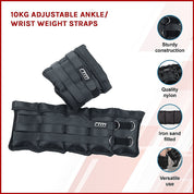 10kg Adjustable Ankle/Wrist Weight Straps - Sports & Fitness > Exercise Gym & Fitness > Free Weights
