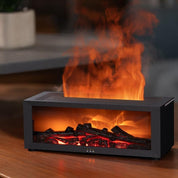 150ml White Humidifier with Fireplace Flames, 7-Color LED, Aromatherapy Diffuser, Remote Control, 3-Level Timer, Quiet Operation