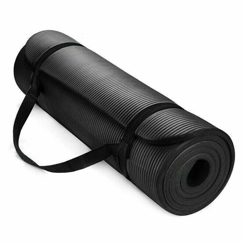 15mm Thick Premium Yoga Mat Pad NBR Nonslip Exercise Fitness Pilate Gym Durable - Black