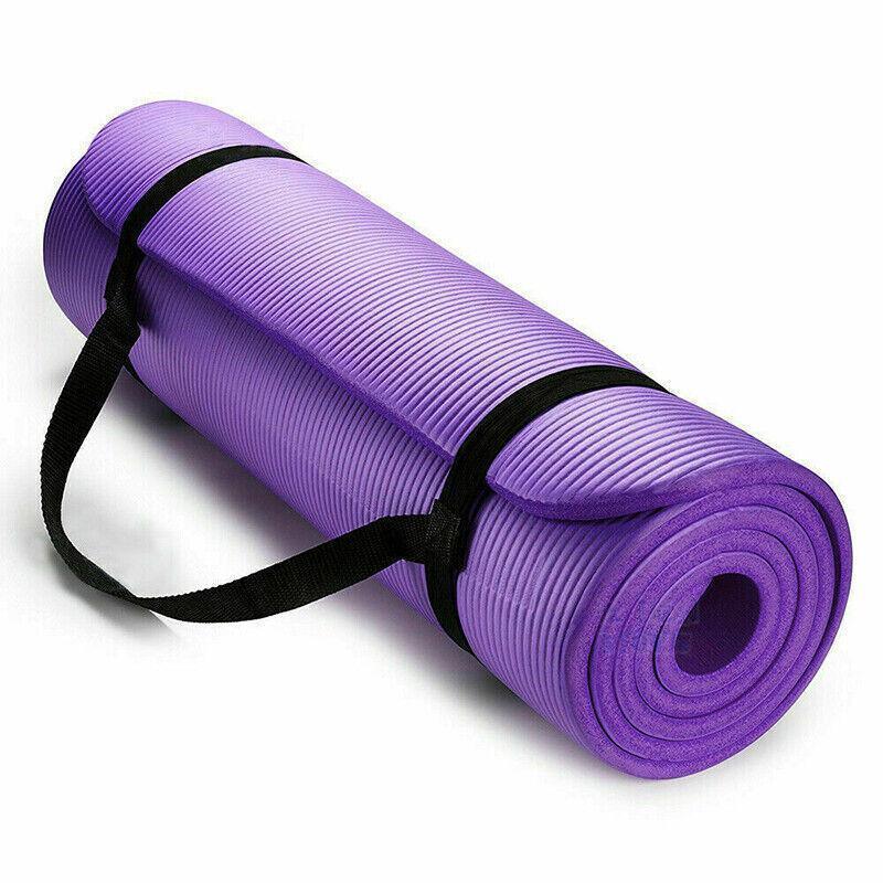 15mm Thick Premium Yoga Mat Pad NBR Nonslip Exercise Fitness Pilate Gym Durable - Black