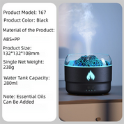 167 Black Simulation Volcano Premium Diffuser & Humidifier - Smart Timer Ultrasonic Mister with Volcano Lava Crack Shell and Colorful Light