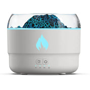 167 White Simulation Volcano Premium Diffuser & Humidifier - Smart Timer Ultrasonic Mister with Volcano Lava Crack Shell and Colorful Light