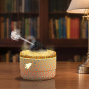 176 White Simulation Turret Premium Diffuser & Humidifier - Smart Timer Ultrasonic Mister with Volcano Lava Crack Shell and Colorful Light