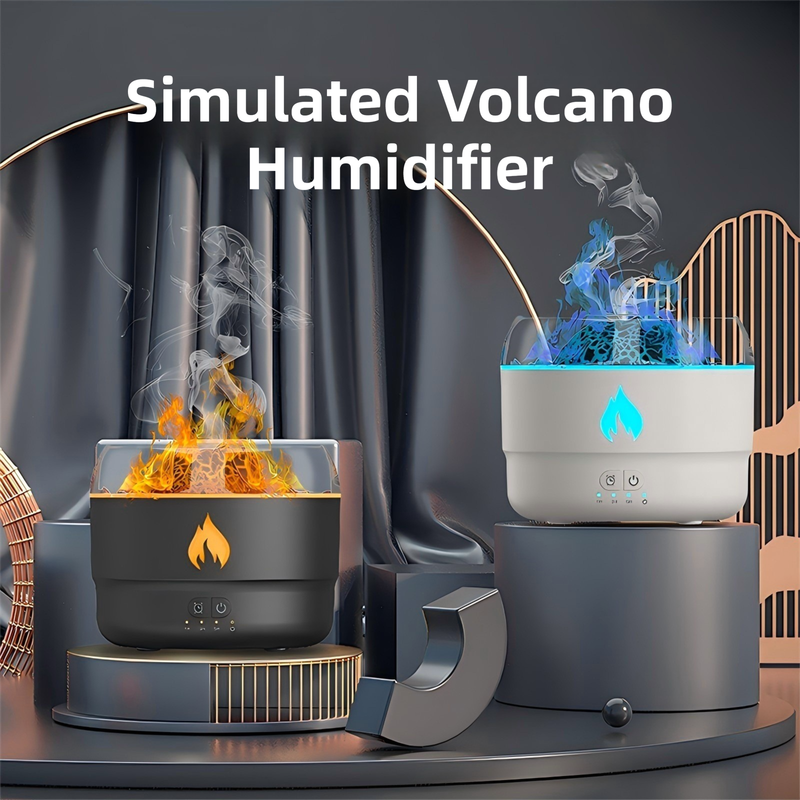 176 White Simulation Turret Premium Diffuser & Humidifier - Smart Timer Ultrasonic Mister with Volcano Lava Crack Shell and Colorful Light