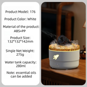 176 White Simulation Turret Premium Diffuser & Humidifier - Smart Timer Ultrasonic Mister with Volcano Lava Crack Shell and Colorful Light