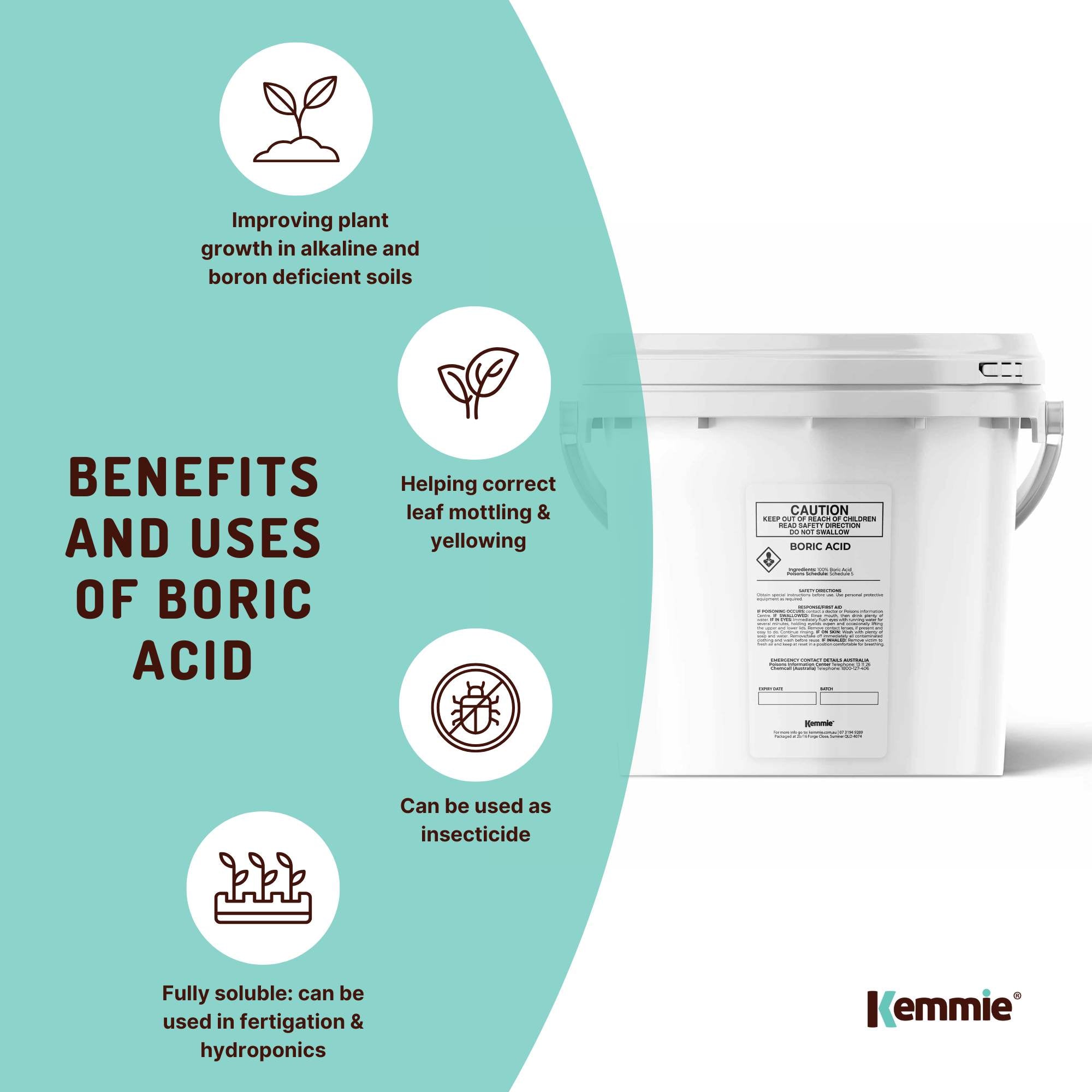 1Kg Boric Acid Powder Bucket 99.9% Pure Fully Soluble Granule Pest Ant Roaches - Pet Care > Pest Control > Household