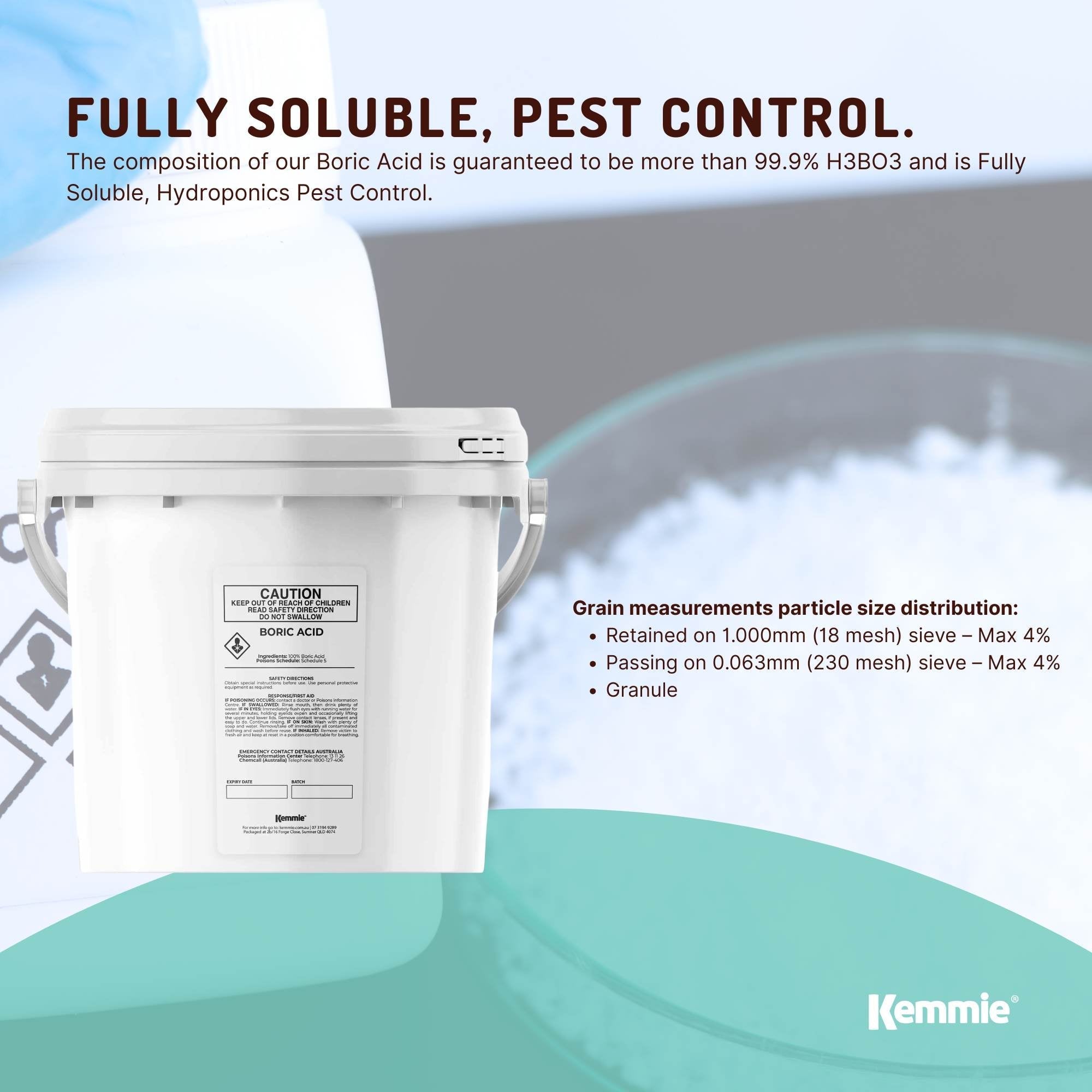 1Kg Boric Acid Powder Bucket 99.9% Pure Fully Soluble Granule Pest Ant Roaches - Pet Care > Pest Control > Household