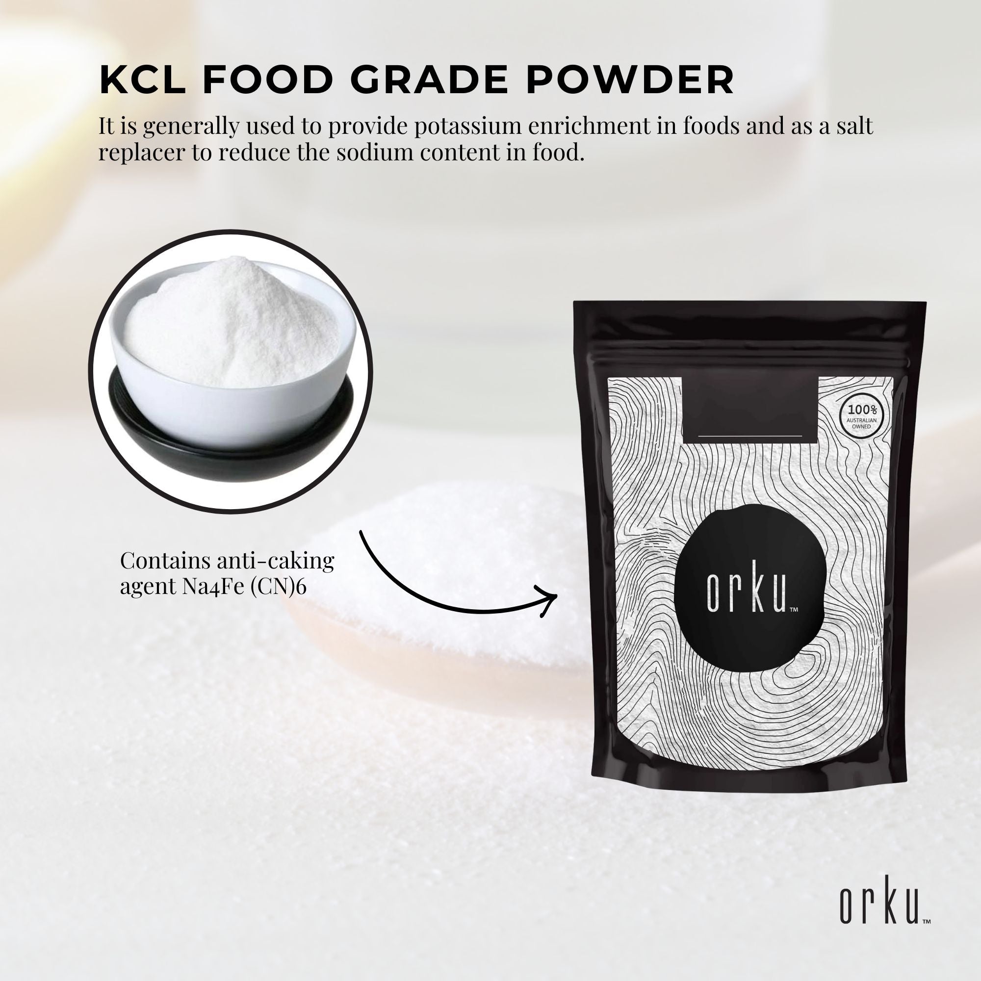 1Kg Potassium Chloride Powder - Pure E508 Food Grade Salt Substitute Replacer - Health & Beauty > Nutrition &
