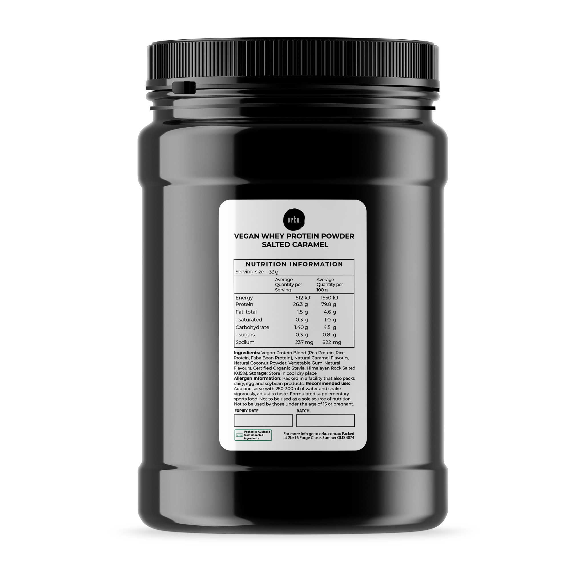 1Kg Vegan Protein Powder Blend - Salted Caramel Plant WPI/WPC Supplement Jar - Health & Beauty > Nutrition &