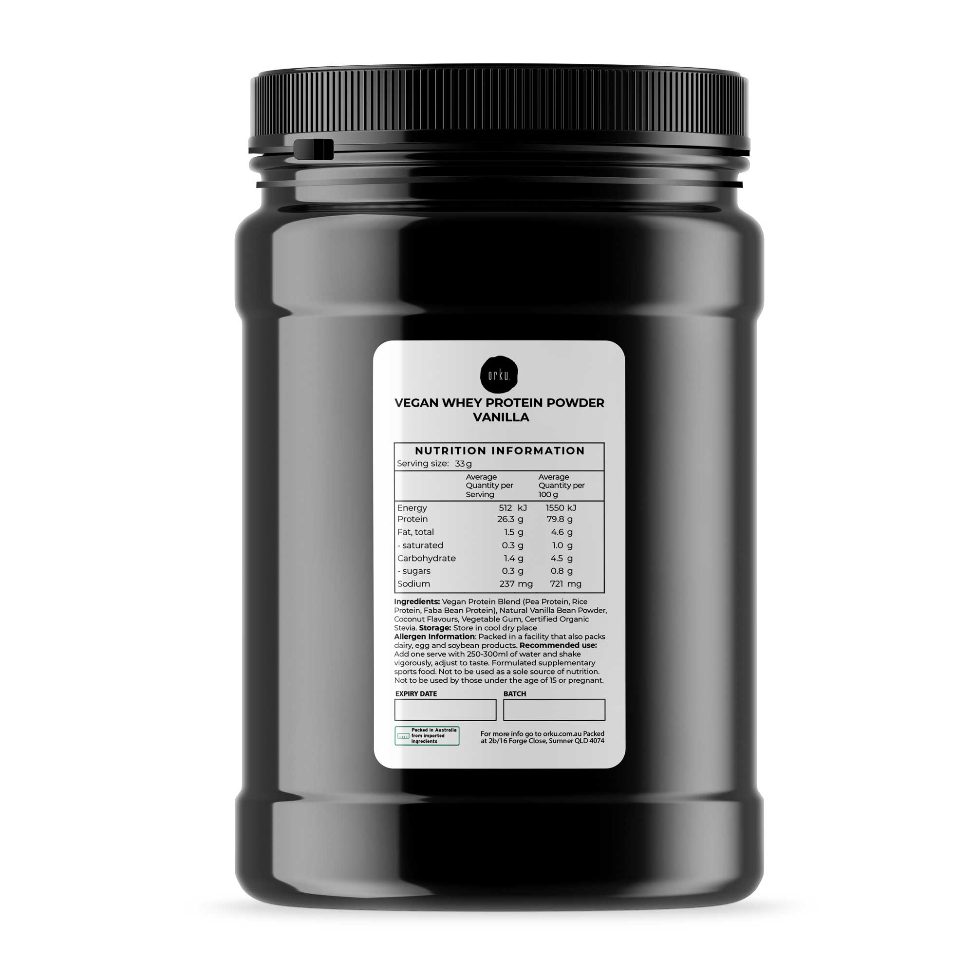 1Kg Vegan Protein Powder Blend - Vanilla Plant WPI/WPC Supplement Jar - Health & Beauty > Nutrition & Supplements >