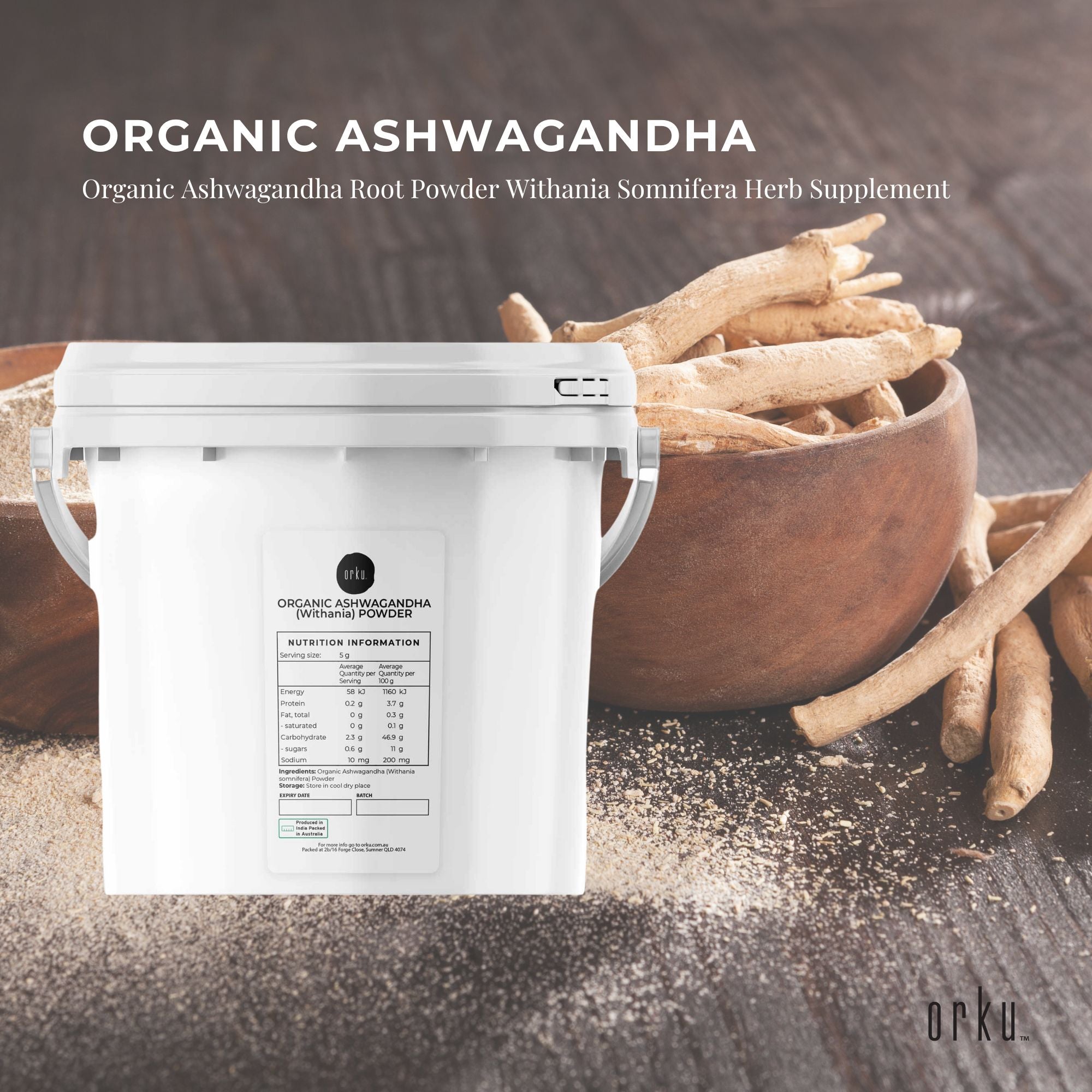 2.5Kg Organic Ashwagandha Powder Tub Withania Somnifera Root Herb Supplement - Health & Beauty > Nutrition &