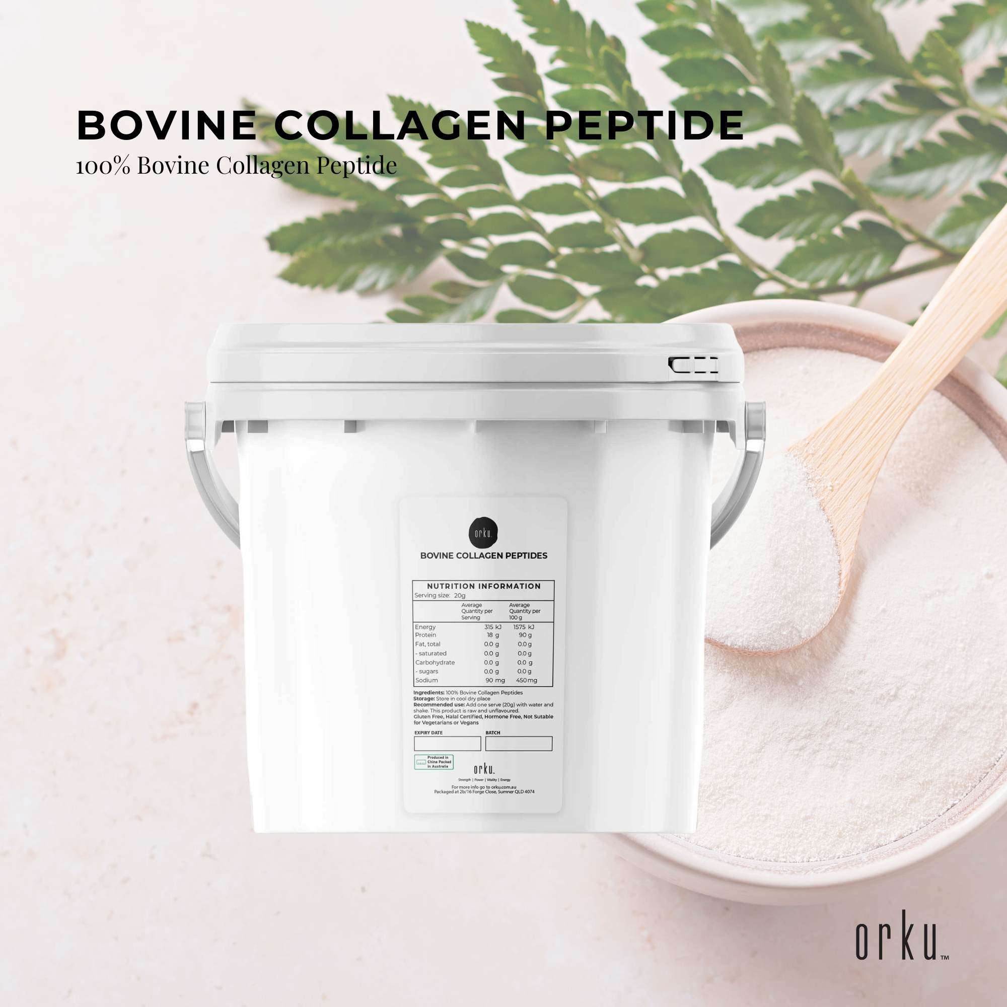 2.5Kg Collagen Powder Bucket - Bovine Protein Peptide Supplement Unflavoured - Health & Beauty > Nutrition &