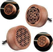 2-in-1 Car Aromatherapy Diffuser & Air Freshener, Portable Mini Wood Diffuser with Lava Stone, Essential Oil Vent Clip, 2 Charming Patterns
