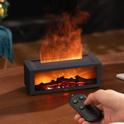 2-in-1 LED Humidifier with Fireplace Effect, 150ml Aromatherapy Diffuser, 3 Timer Settings, Remote Control, Quiet Operation, Black