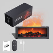 2-in-1 LED Humidifier with Fireplace Effect, 150ml Aromatherapy Diffuser, 3 Timer Settings, Remote Control, Quiet Operation, Black