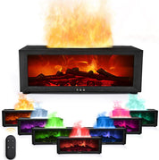 2-in-1 LED Humidifier with Fireplace Effect, 150ml Aromatherapy Diffuser, 3 Timer Settings, Remote Control, Quiet Operation, Black