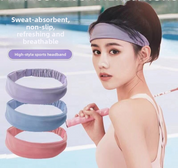 2 Pack Sports Headband with Silicone Sweat Guide Non-Slip Moisture Wicking Hair Band for Running Yoga Gym Fitness Quick Dry Breathable (Blue & Grey)