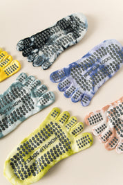 2 pairs Black tie-dye Non-Slip Yoga Socks for Women - Five-Toe Cotton Blend Socks for Pilates and Indoor Sports