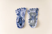 2 Pairs Blue Tie-Dye Non-Slip Premium Yoga Socks for Women - Five-Toe Cotton Blend Socks for Pilates and Indoor Sports