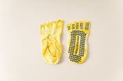 2 Pairs Yellow Tie-Dye Non-Slip Premium Yoga Socks for Women - Five-Toe Cotton Blend Socks for Pilates and Indoor Sports