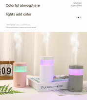2-Piece Grey Mini Desktop Ultrasonic Wellness Humidifier - Portable Mist Maker for Home and Car Use
