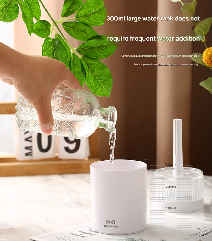 2-Piece Grey Mini Desktop Ultrasonic Wellness Humidifier - Portable Mist Maker for Home and Car Use