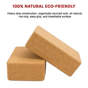 2 x Cork Yoga Block Organic Yoga Prop Accessory Exercise Brick - Sports & Fitness > Exercise Gym & Fitness > Yoga &