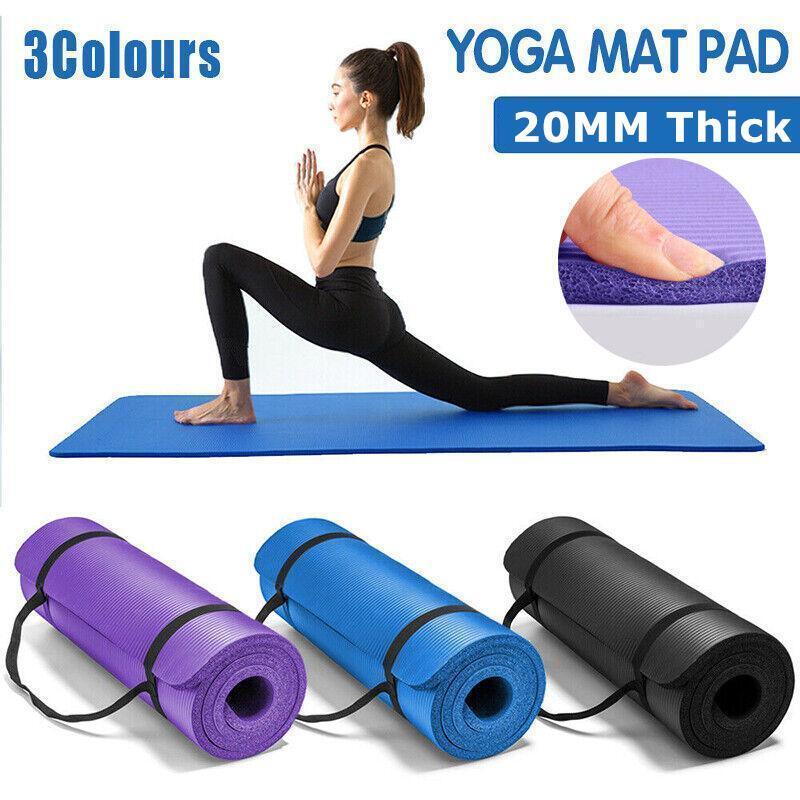 20MM Thick Premium Yoga Mat Pad NBR Nonslip Exercise Fitness Pilate Gym Durable - Purple
