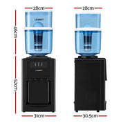 22L Devanti Premium Water Cooler Dispenser Bench Top 3 Taps Chiller Filter Purifier Three Taps Black